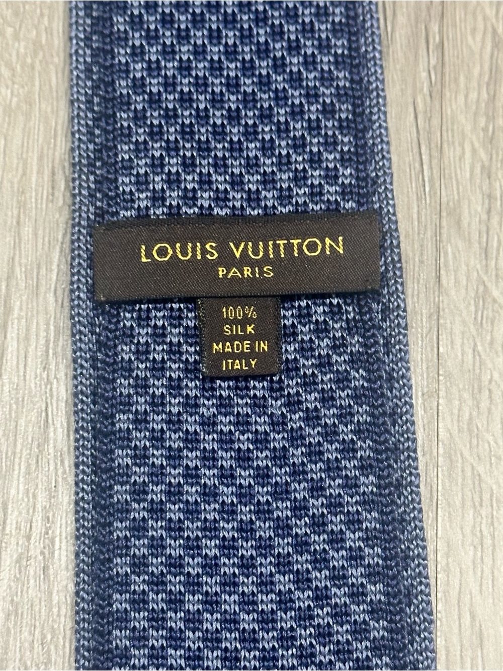 RARE Louis Vuitton 100% Silk Knit Square Bottom Tie - Old Money Blue Geometric